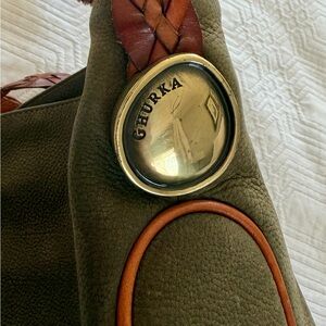 Ghurka Olive and brown trim Shoulder Bag